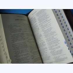 Biblia Tysiąclecia-Oprawa skóra ciemny mahoń na suwak,paginatory.Format oazowy.Pallottinum 